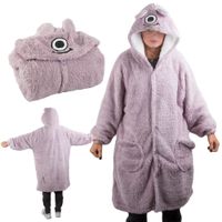 Ciepła bluza koc oversize XL gruba 2w1 futrzak z kapturem