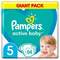 Pieluchy pieluszki PAMPERS Active Baby giant pack rozmiar 5 Junior 64 szt.