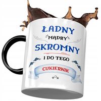 Kubek Czarny Dla Cukiernika Ładny Mądry Skromny Z Nadrukiem Ze Zdjęciem