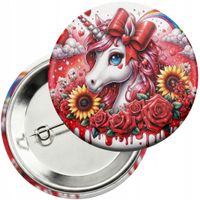 Przypinka z agrafką 59mm - JEDNOROŻEC UNICORN KOŃ