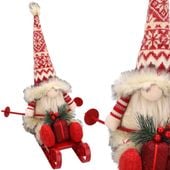 skrzat mikołaj na sankach świecący świąteczny 40 cm na święta gnom jumi