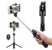 ZESTAW Monopod Uchwyt Selfie Stick Bluetooth Kij Ze Statywem Pilot Czarny