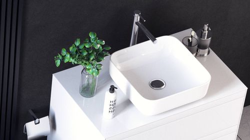 Cori 38 umywalka nablatowa 38,5x38,5 cm  kwadratowa, biały połysk na Arena.pl