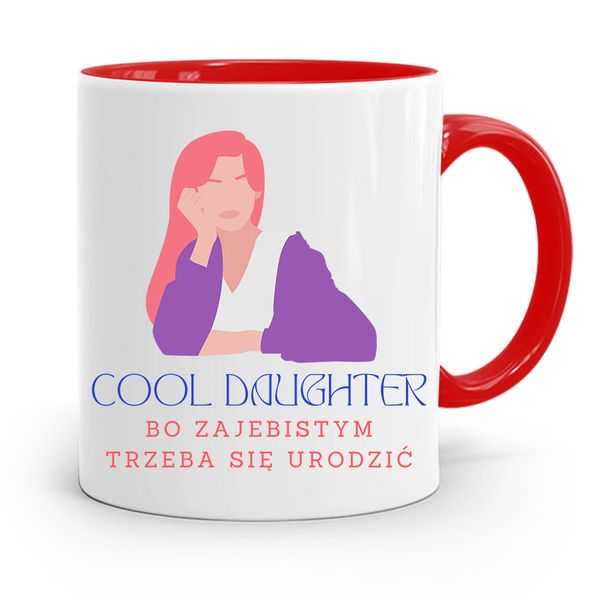 Kubek Czerwony Prezent Dla Córki Cool Daughter Z Nadrukiem Ze Zdjęciem zdjęcie 1