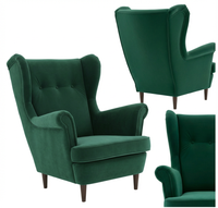 Fotel uszak skandynawski butelkowa zieleń welur zielony Ari Family Meble