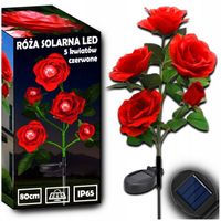 LAMPA SOLARNA OGRODOWA WBIJANA LED RÓŻA 80cm Lampki Solarne Sztuczne Kwiaty
