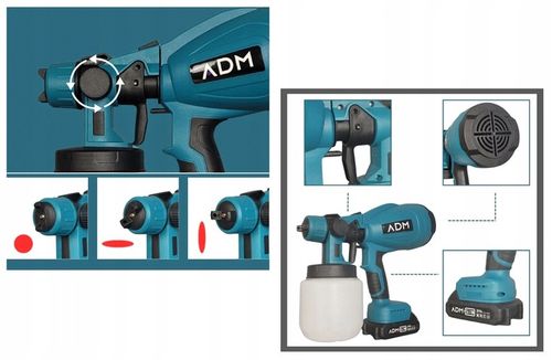 Pistolet Do Malowania Natryskowego Akumulatorowy Agregat 2xBaterie 21V na Arena.pl