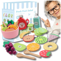 drewniany zestaw owoców miska widelce dla dzieci zabawka sałata edukacyjna