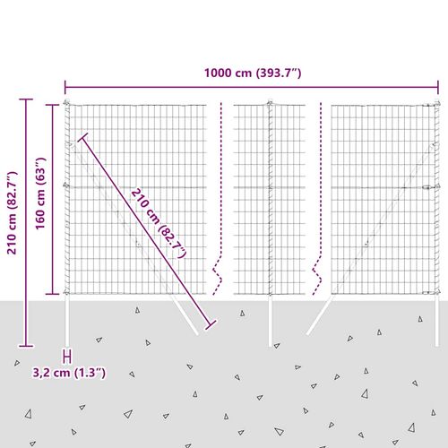 Ogrodzenie z słupkami Srebrny 1.6 x 10 m Stal na Arena.pl