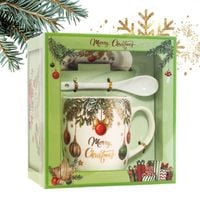 kubek świąteczny - zestaw w pudełku ze spodkiem i łyżeczką 400 ml kb16wz3