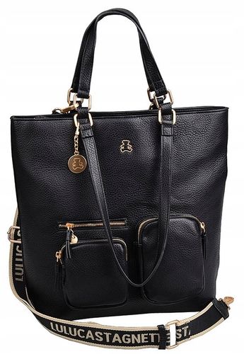 LuluCastagnette Klasyczna TOREBKA damska A4 Na ramię Do ręki Miś CZARNA na Arena.pl
