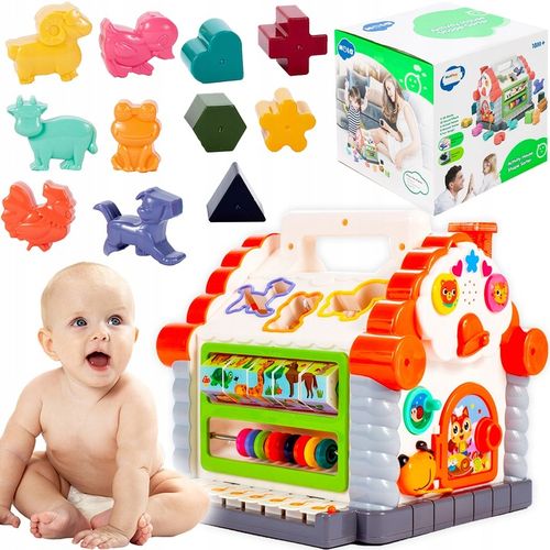 MULTIDOMEK DOMEK INTERAKTYWNY SORTER KLOCKI PIANINKO ZWIERZĄTKA DLA DZIECI na Arena.pl