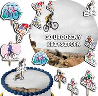 ZESTAW OPŁATEK NA TORT 20CM + TOPPERY PAPIEROWE - ROWER HOBBY 15CM 18CM