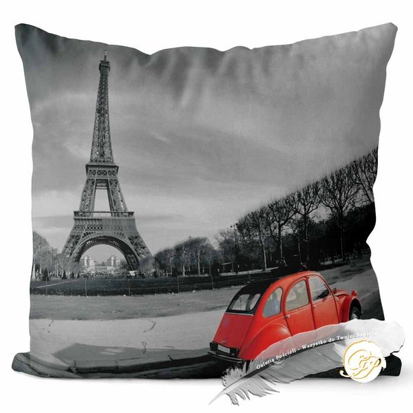 Poszewka 3D bawełna satyna 40x40cm WIEŻA EIFFLA zdjęcie 1