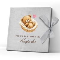 Album na zdjęcia welurowy PREZENT dla DZIECKA na URODZINY ROCZEK + GRAWER