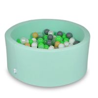 Suchy basen 90x40cm miętowy z piłeczkami 300szt (seledynowe, białe, przezroczyste, perłowe, beżowe, szare)