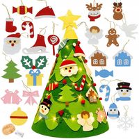 CHOINKA FILCOWA XXL Z ZAWIESZANYMI OZDOBAMI LED 30 SZT. PREZENT NA MIKOŁAJA