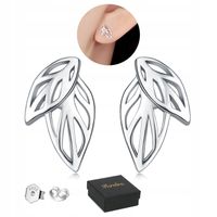 KOLCZYKI Srebrne PRÓBA 925 SREBRO Sztyfty WKRĘTKI Liść Damskie