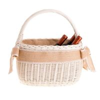 Wiklinowy Kosz Weselny Prezentowy zakupowy Wybielany i Obszyty Jutą 40x28 H25/41 cm uniwersalny