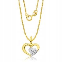 Złoty Łańcuszek 585 Złoto Naszyjnik dla kobiety skręcony z sercem