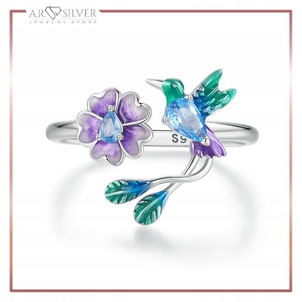 Srebrny Pierścionek Otwarty UROCZY RAJSKI PTAK S925 zdjęcie 11