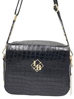 Laura Biaggi - torebka listonoszka kuferek czarny krokodyl JS170