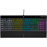 corsair k55 rgb pro gaming keyboard, backlit zoned rgb led, rubberdome