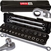 klucze oczkowe z grzechotką długie łamane 8-22 +torx 27el.