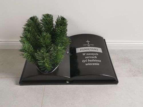 KSIĘGA na grób Podkład do stroików sztucznych Czarna gładka z doniczką na Arena.pl