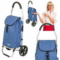 Składany wózek na zakupy torba zakupowa wodoodporna ciche duże kółka jeans