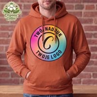 Bluza z kapturem Organic Cotton rdzawa czerwień z Twoim nadrukiem - Kangaroo M