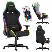 Fotel Gamingowy Gracza Obrotowy MATERIAŁOWY HUZARO Force 6.2 RGB LED Świeci