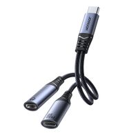 2w1 adapter przejściówka ładowarka + słuchawki usb-c do 2x usb-c
