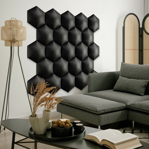 Panel Tapicerowany Eko Skóra Hexagon Grafitowy 35cm x 40cm zdjęcie 6