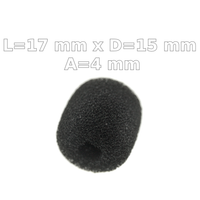 Gąbka owiewka mikrofonu 17x15 mm, śr. wew. 4 mm - czarna