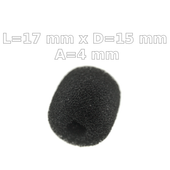Gąbka owiewka mikrofonu 17x15 mm, śr. wew. 4 mm - czarna