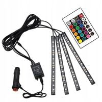 OŚWIETLENIE WNĘTRZA SAMOCHODU LISTWY LED RGB Z PODŚWIETLENIEM PILOT zdalnie