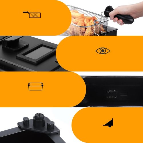 Frytkownica tradycyjna Olejowa Stalowa Mocna 3 l 2200w czarny Aigostar na Arena.pl