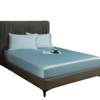 Prześcieradło z Gumką 160x200 Bambus Gładkie Oddychające Miękkie Błękitne