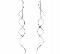 KOLCZYKI SREBRNE 925 DAMSKIE WISZĄCE DŁUGIE NA SZTYFCIE PRZECIĄGANE SPIRALE