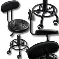 REGULOWANY STOŁEK KOSMETYCZNY FRYZJERSKI TABORET HOKER FOTEL Z OPARCIEM