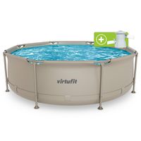 Basen ogrodowy stelażowy VirtuFit 244x76 cm z pompą filtrującą beżowy