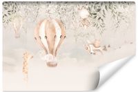 Fototapeta Dla Dzieci Chmury ZWIERZĘTA Balon Liście Styl Boho 450cm x 300cm