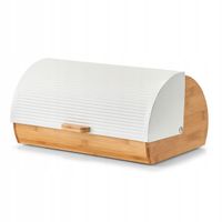 CHLEBAK BAMBUSOWY Z BIAŁĄ METALOWĄ POKRYWKĄ 39X19X27 CM ZELLER