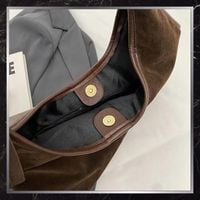 Torebka Damska Zamszowa BAD&BAGS Na Ramię Torba Pojemna Brązowa Elegancka