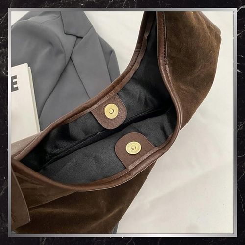 Torebka Damska Zamszowa BAD&BAGS Na Ramię Torba Pojemna Brązowa Elegancka na Arena.pl