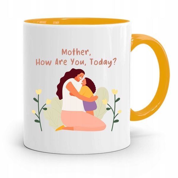 Kubek Żółty Prezent Dla Mamy How Are You Today? Z Nadrukiem Ze Zdjęciem zdjęcie 1
