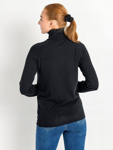 Golf Sweter Damski z Wiskozą Gładki Długi Rękaw Klasyczny Czarny L na Arena.pl