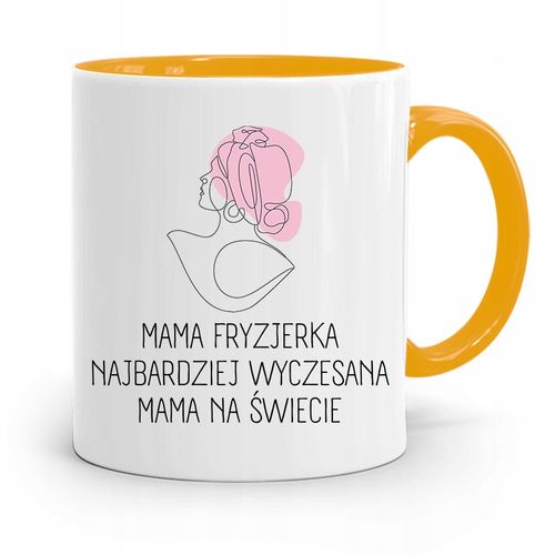 Kubek Żółty Prezent Urodzinowy Dla Mamy Fryzjerki Z Nadrukiem Ze Zdjęciem na Arena.pl