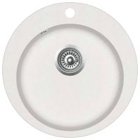 Granitowy zlewozmywak jednokomorowy, okrągły, biały